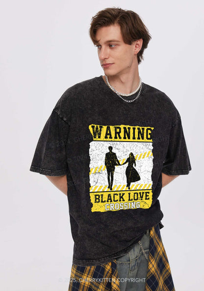 Warning Black Love Crossing Y2K Washed Tee Cherrykitten