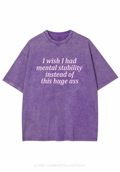 I Wish Mental Stability Y2K Washed Tee Cherrykitten