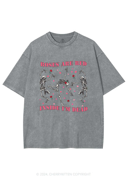 Inside Im Dead Y2K Valentine's Day Washed Tee Cherrykitten