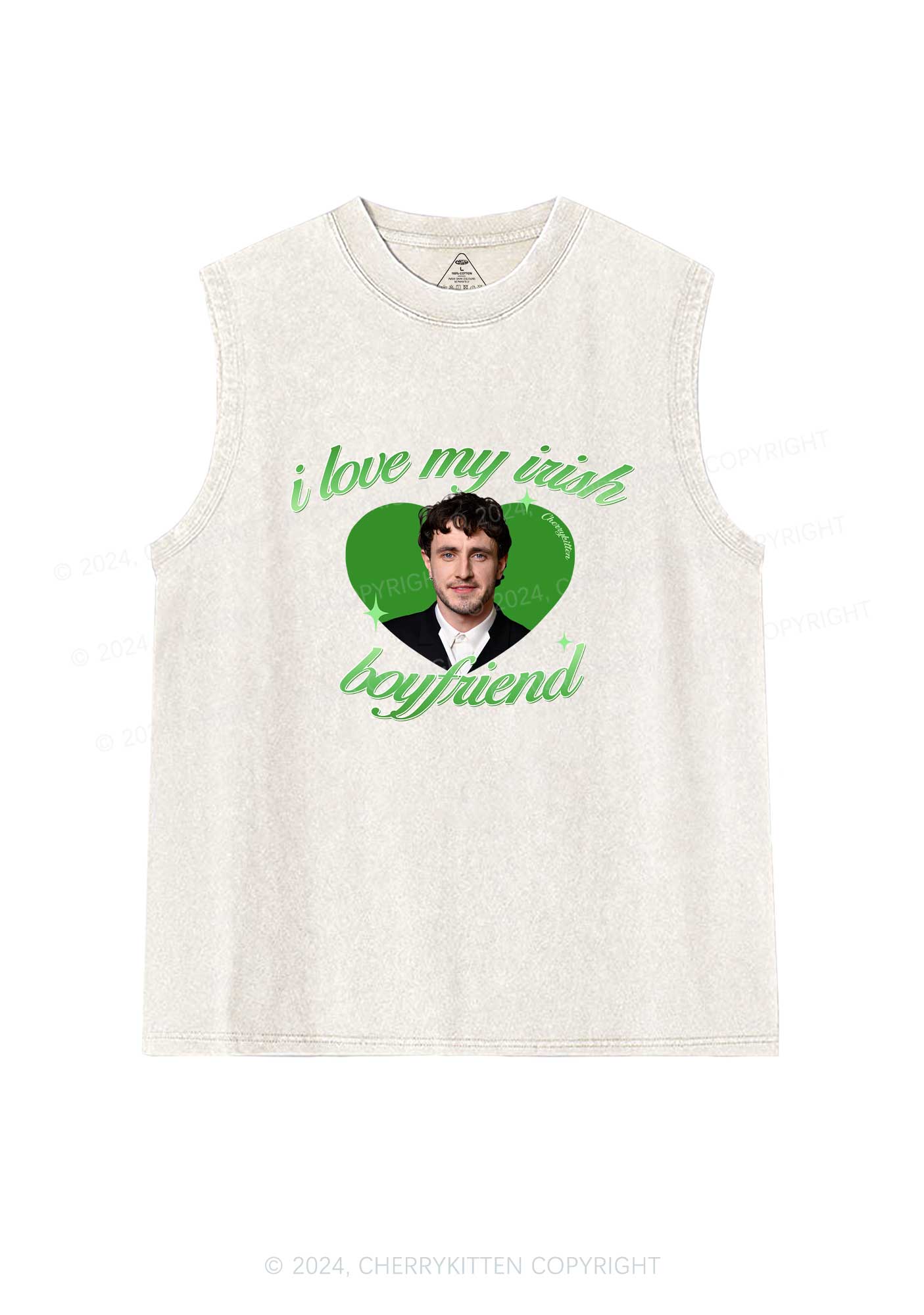 Love My Irish Boyfriend St Patricks Y2K Washed Tank Cherrykitten