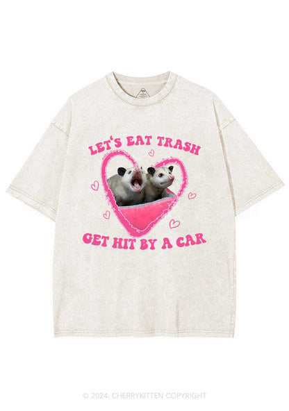 Lets Eat Trash Y2K Valentine's Day Washed Tee Cherrykitten