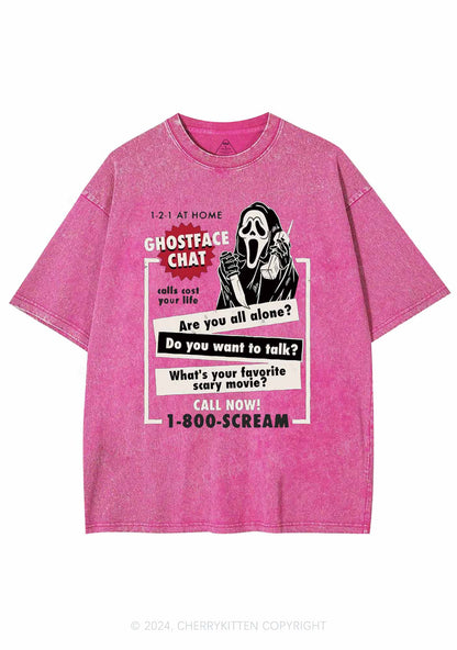 Halloween Ghost Chat Y2K Washed Tee Cherrykitten