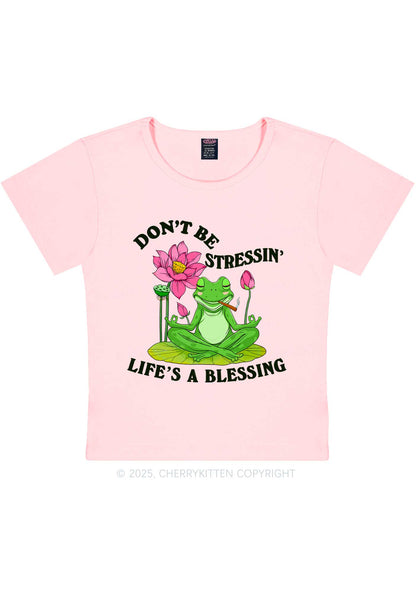 Dont Be Stressin Frog Y2K Baby Tee Cherrykitten