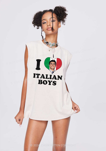 I Love Italian Luigi Y2K Washed Tank Cherrykitten