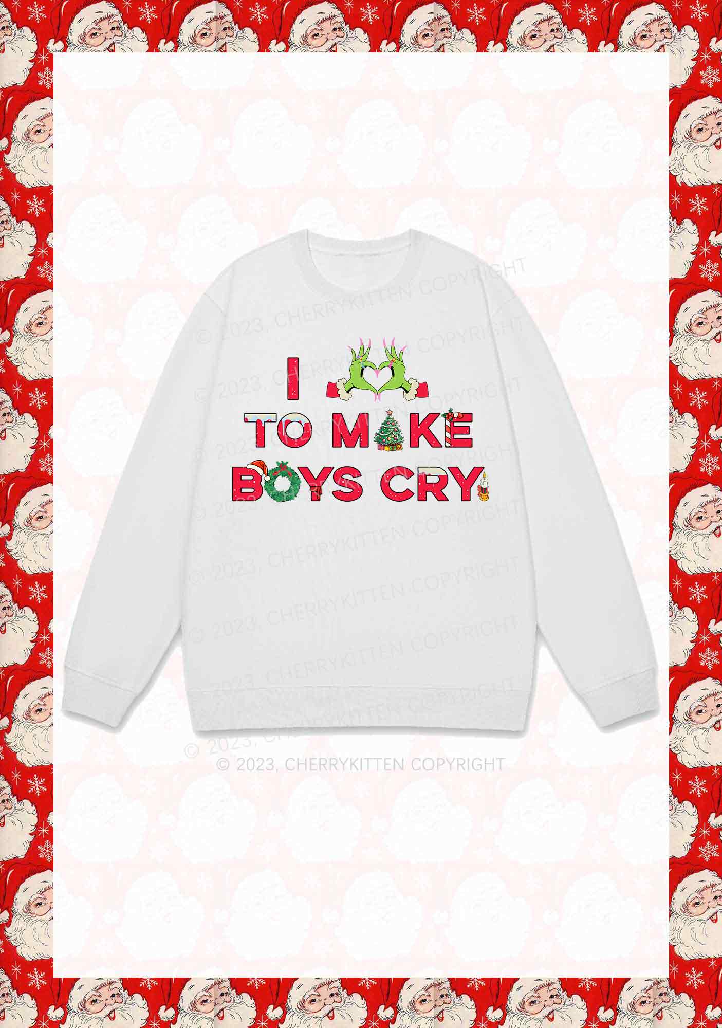 Love To Make Boys Cry Christmas Y2K Sweatshirt Cherrykitten