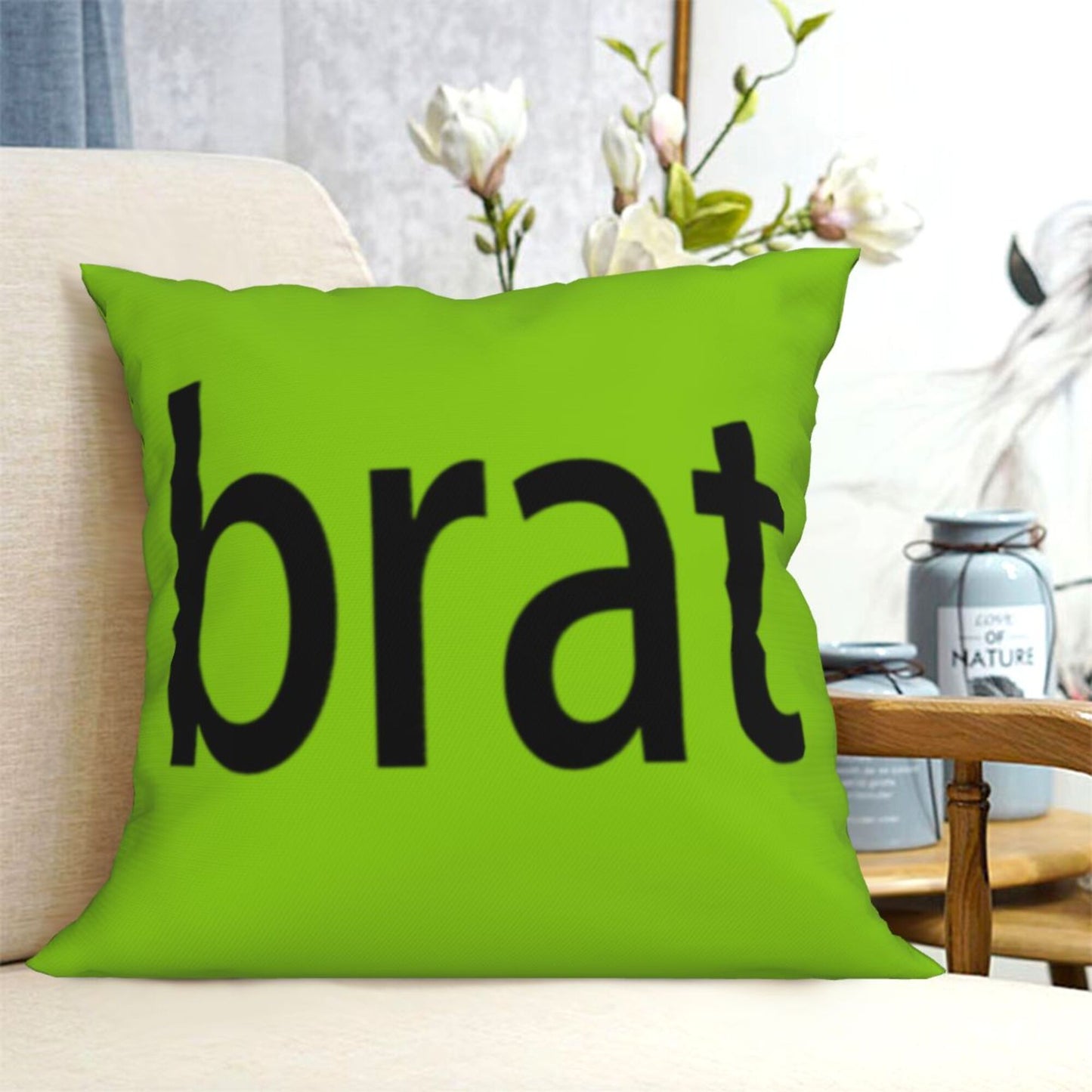 Green Brat Y2K Throw Pillow Cover Cherrykitten