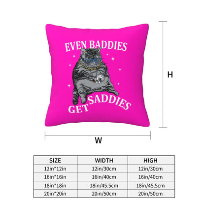 Even Baddies Get Saddies Y2K Throw Pillow Cover Cherrykitten