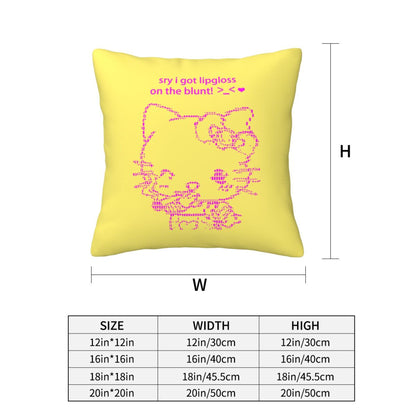 Sorry About Lipgloss Y2K Throw Pillow Cover Cherrykitten