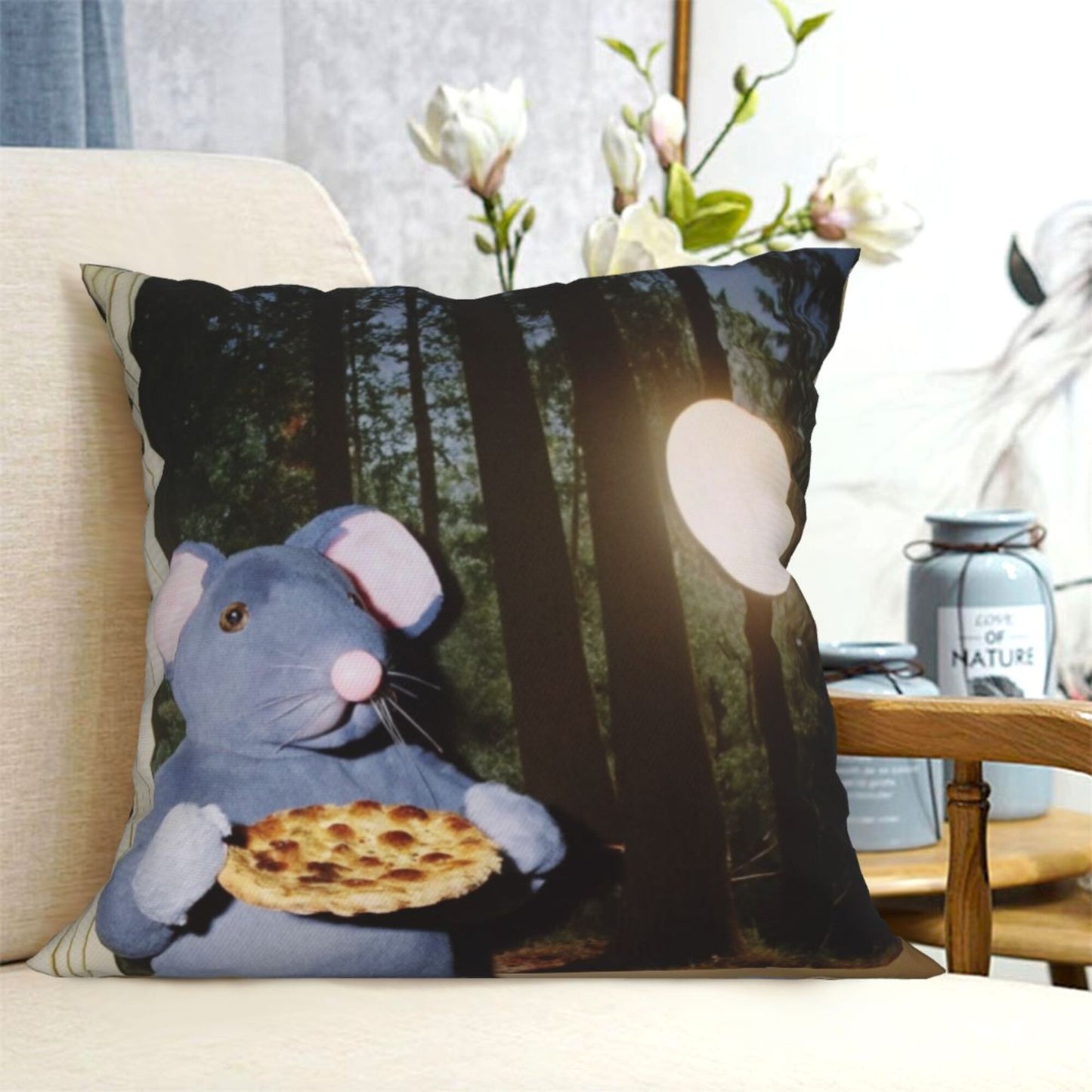 Pizza Rat Y2K Throw Pillow Cover Cherrykitten