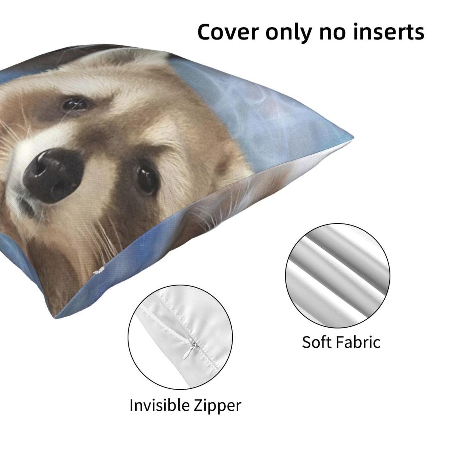 Sad Raccoon Y2K Throw Pillow Cover Cherrykitten