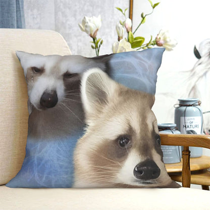 Sad Raccoon Y2K Throw Pillow Cover Cherrykitten