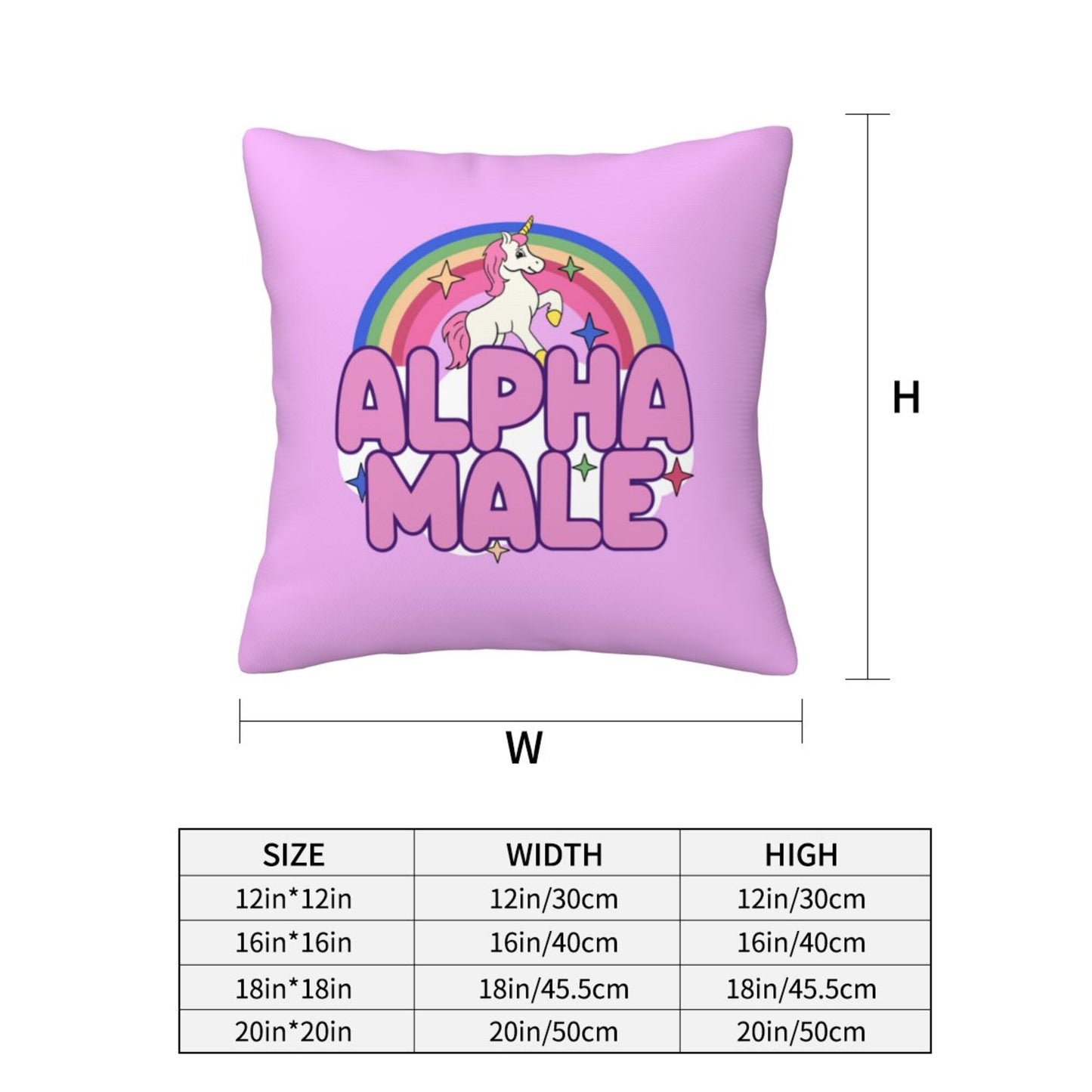 Rainbow Unicorn Alpha Male Y2K Throw Pillow Cover Cherrykitten