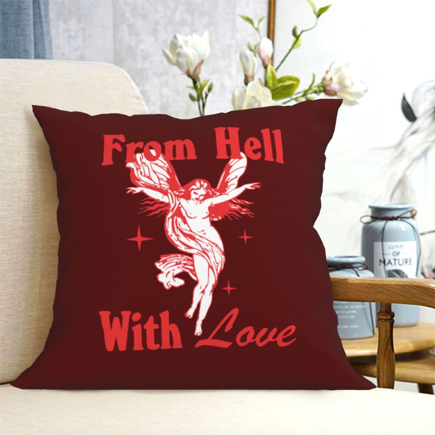 From Hall With Love Y2K Throw Pillow Cover Cherrykitten