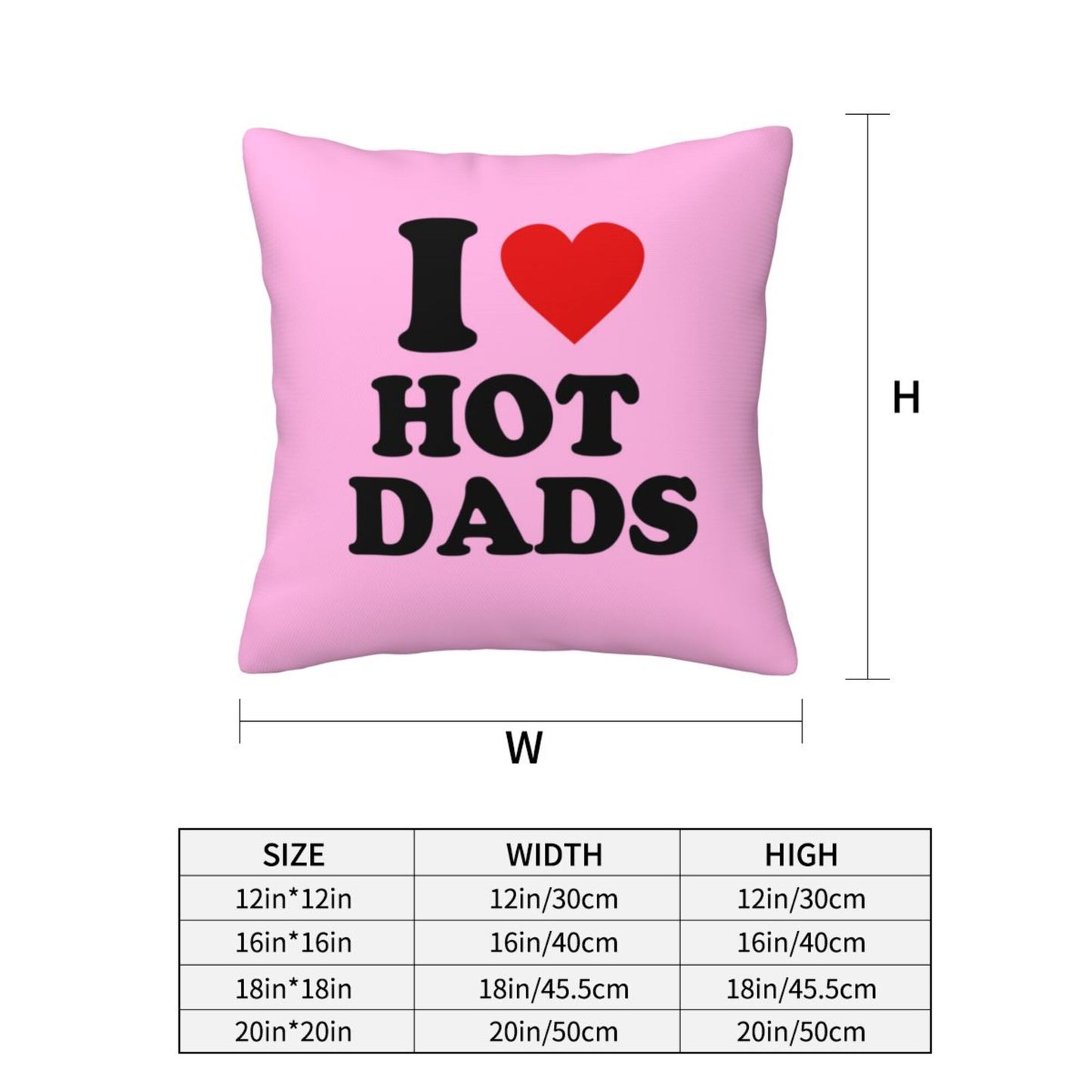 I Love Hot Dads Y2K Throw Pillow Cover Cherrykitten