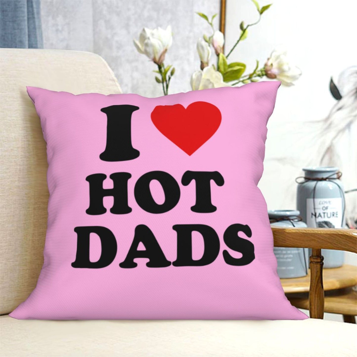 I Love Hot Dads Y2K Throw Pillow Cover Cherrykitten