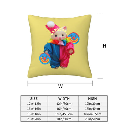 Chat Clown Y2K Throw Pillow Cover Cherrykitten