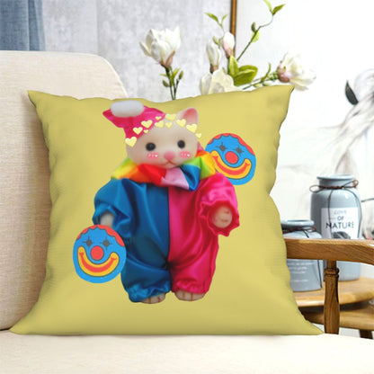 Chat Clown Y2K Throw Pillow Cover Cherrykitten