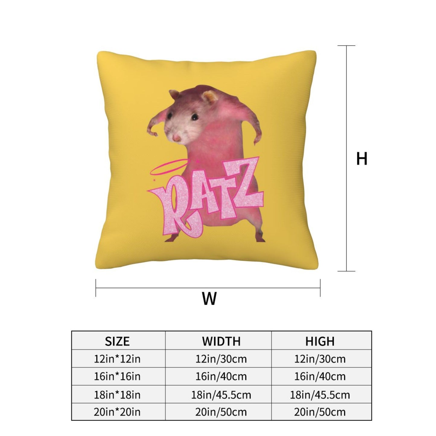 Pink Ratz Y2K Throw Pillow Cover Cherrykitten