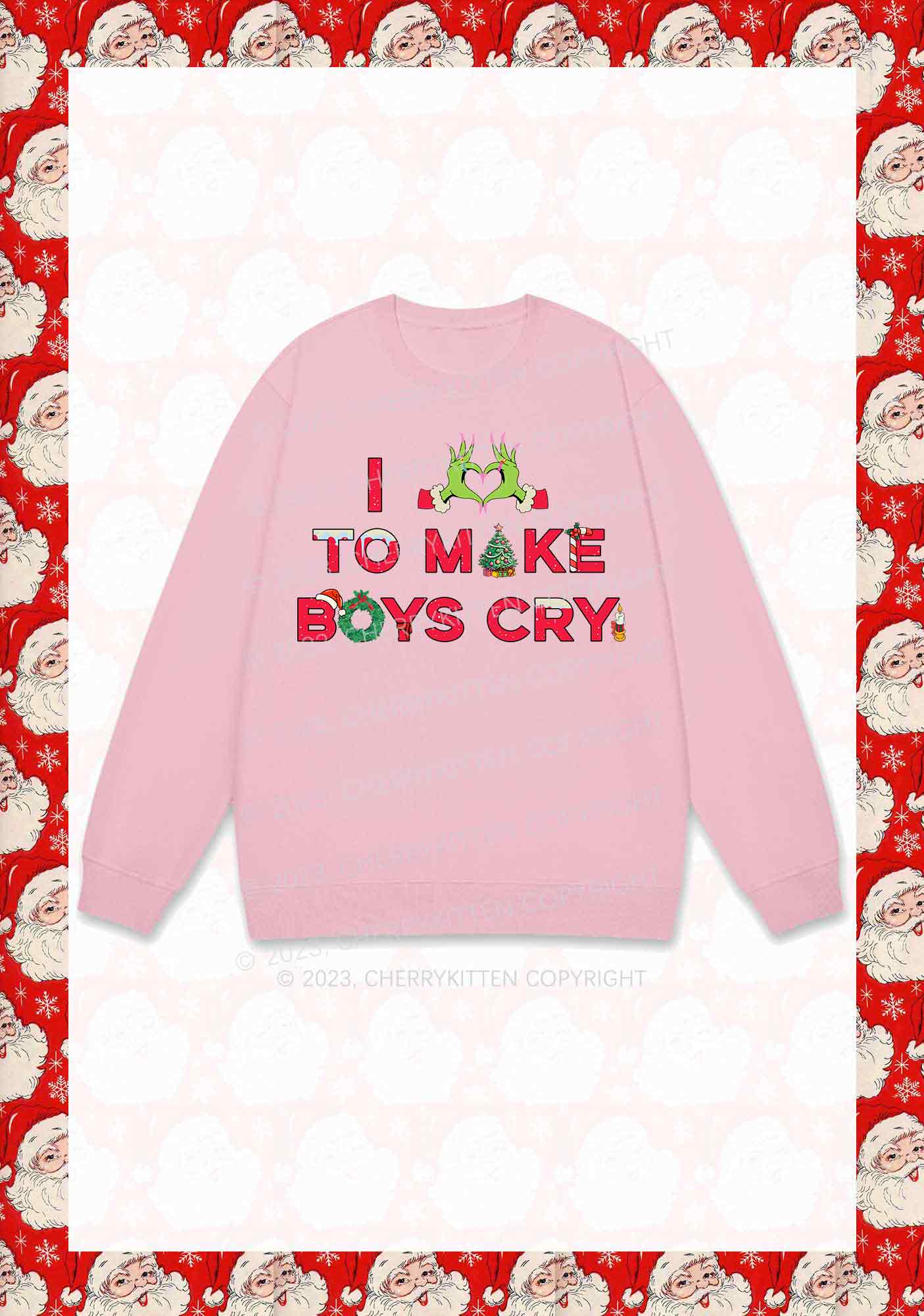 Love To Make Boys Cry Christmas Y2K Sweatshirt Cherrykitten