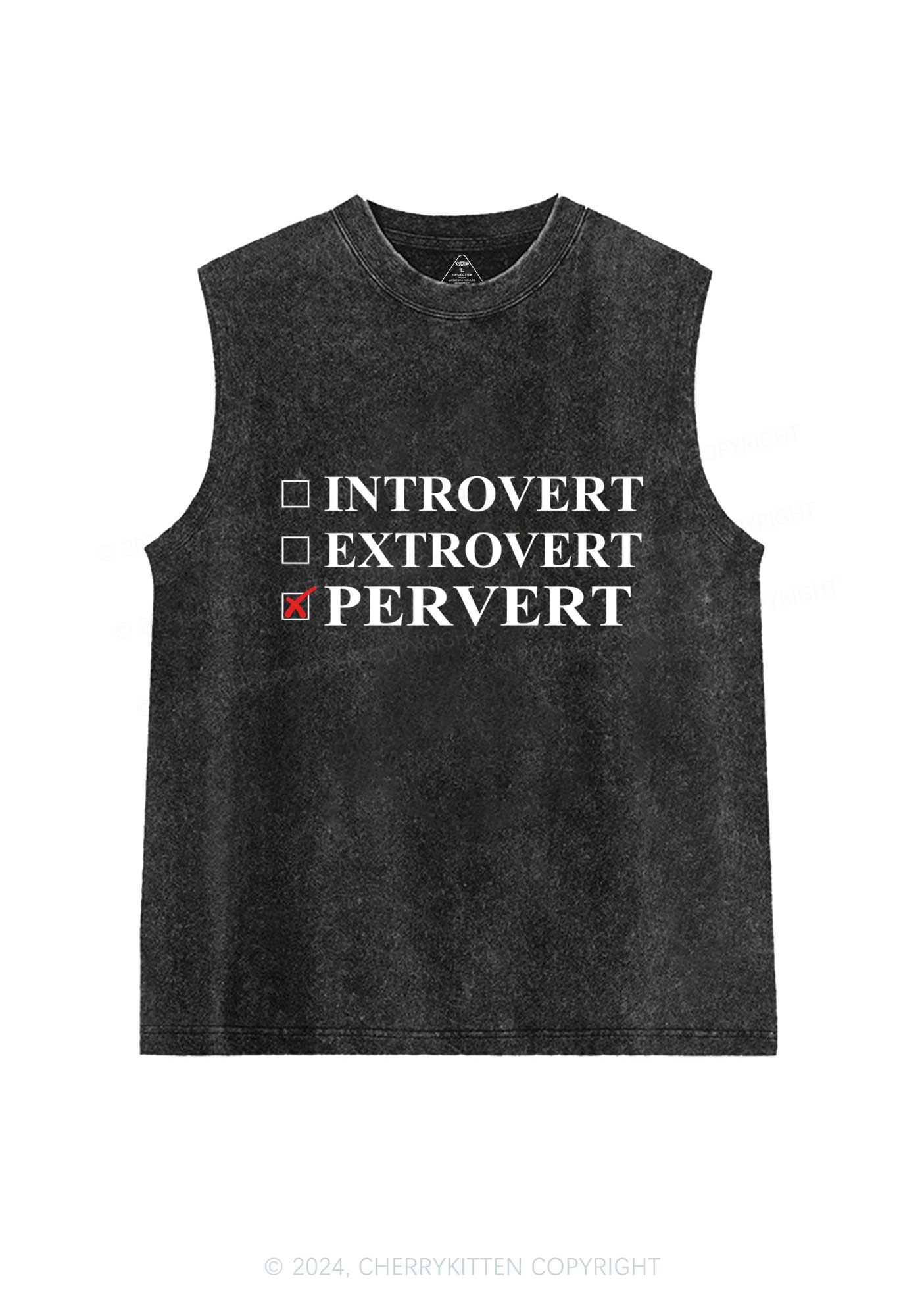 Be Pervert Y2K Washed Tank Cherrykitten