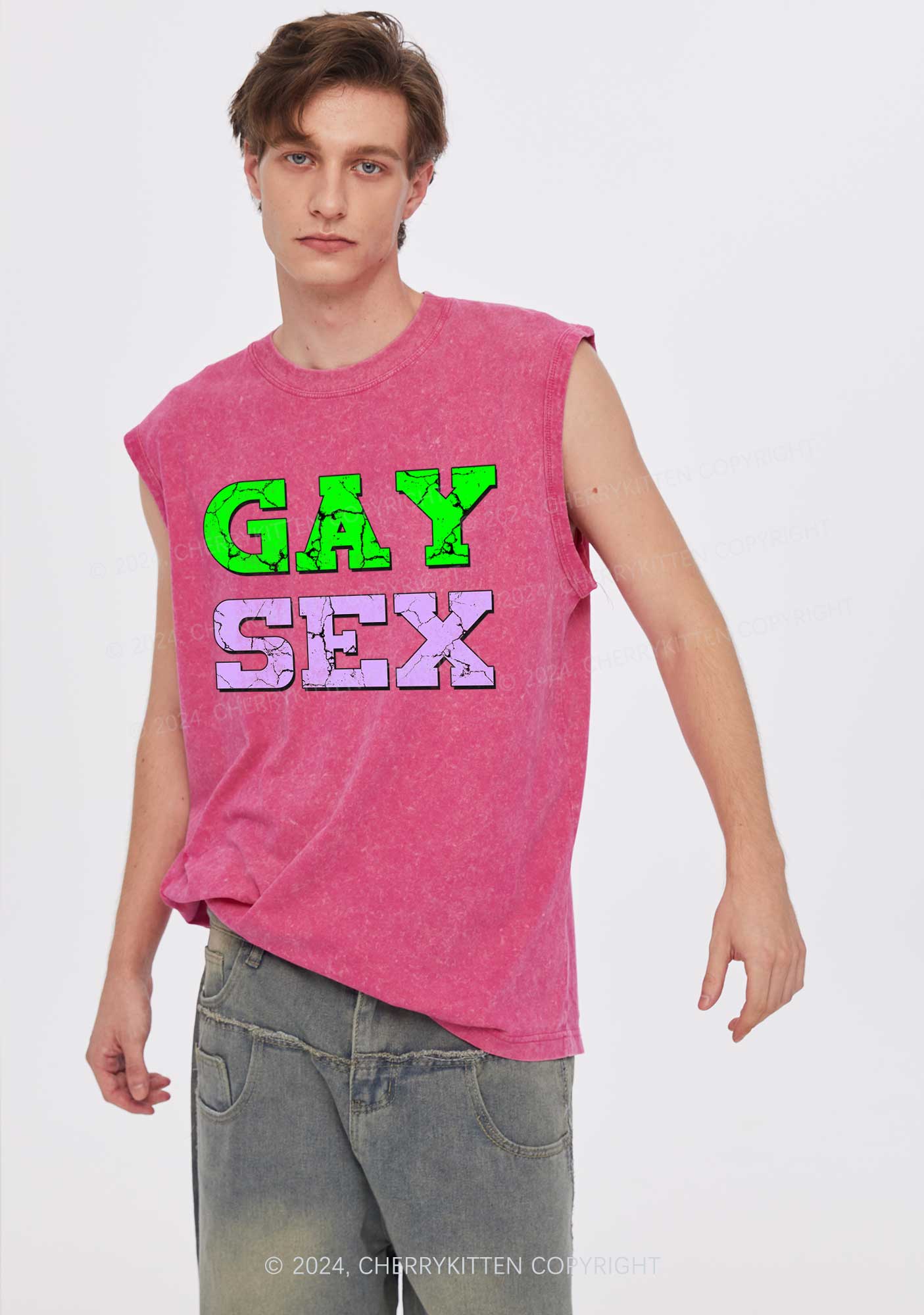 Gay Six Y2K Washed Tank Cherrykitten