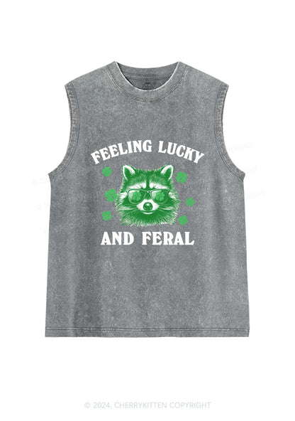 Feeling Lucky And Feral St Patricks Y2K Washed Tank Cherrykitten