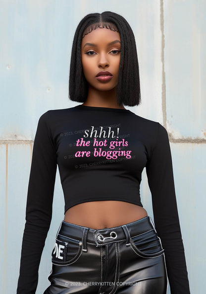 The Hot Girls Are Blogging Long Sleeve Crop Top Cherrykitten