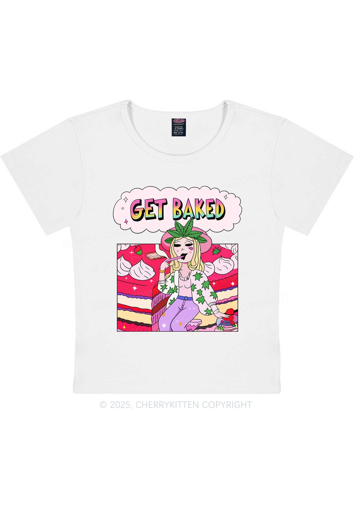 Get Baked Wxxd Y2K Baby Tee Cherrykitten