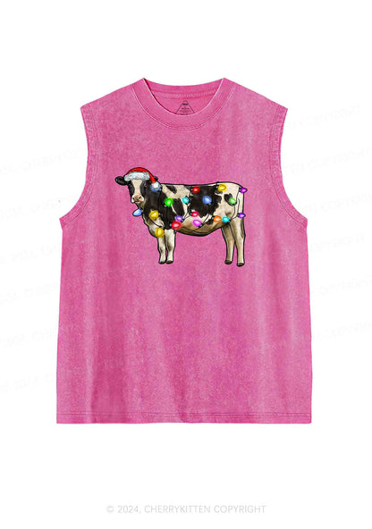 Christmas Cow Y2K Washed Tank Cherrykitten