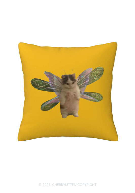 Fairycat Wings Y2K Throw Pillow Cover Cherrykitten