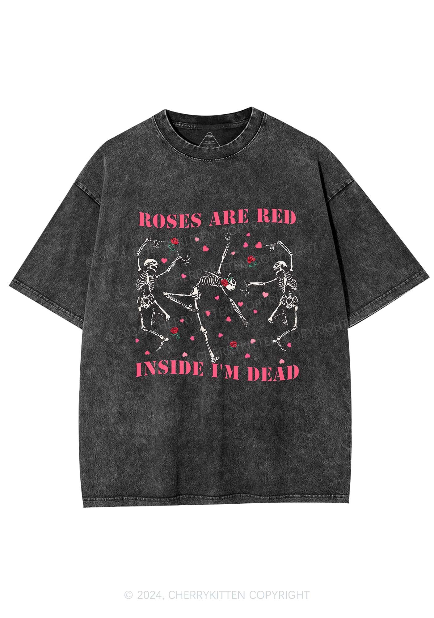 Inside Im Dead Y2K Valentine's Day Washed Tee Cherrykitten