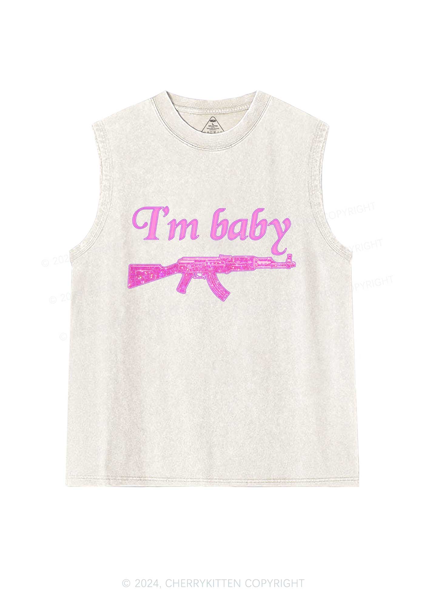 I Am Baby Y2K Washed Tank Cherrykitten