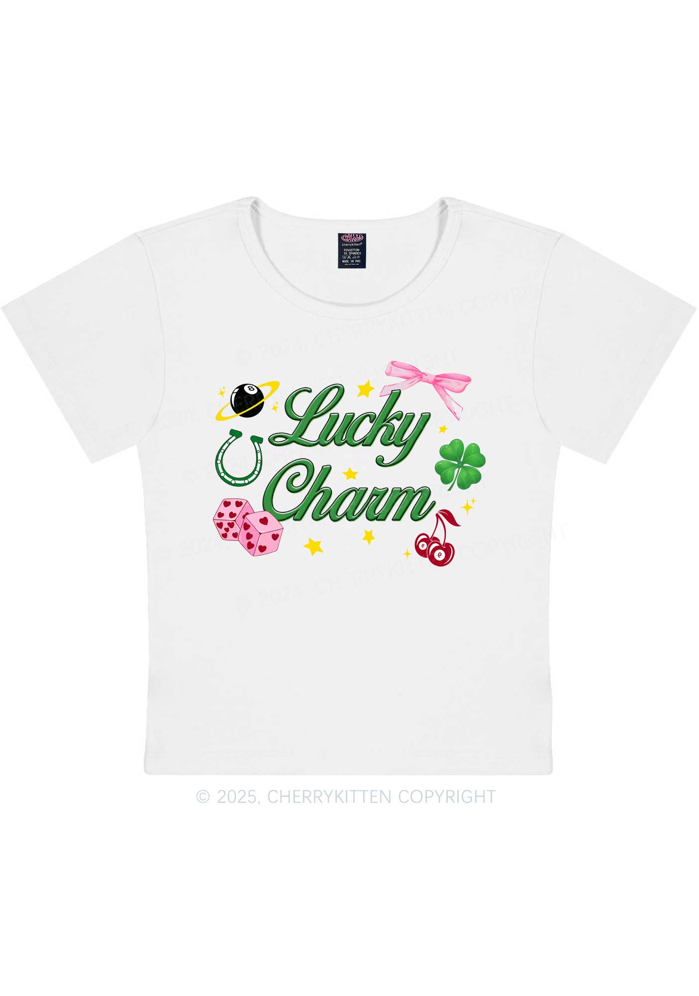 Lucky Charm St Patricks Y2K Baby Tee Cherrykitten