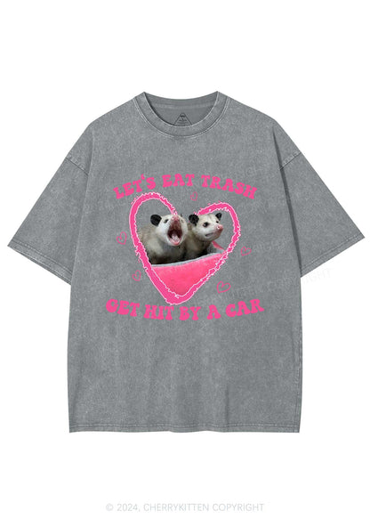 Lets Eat Trash Y2K Valentine's Day Washed Tee Cherrykitten