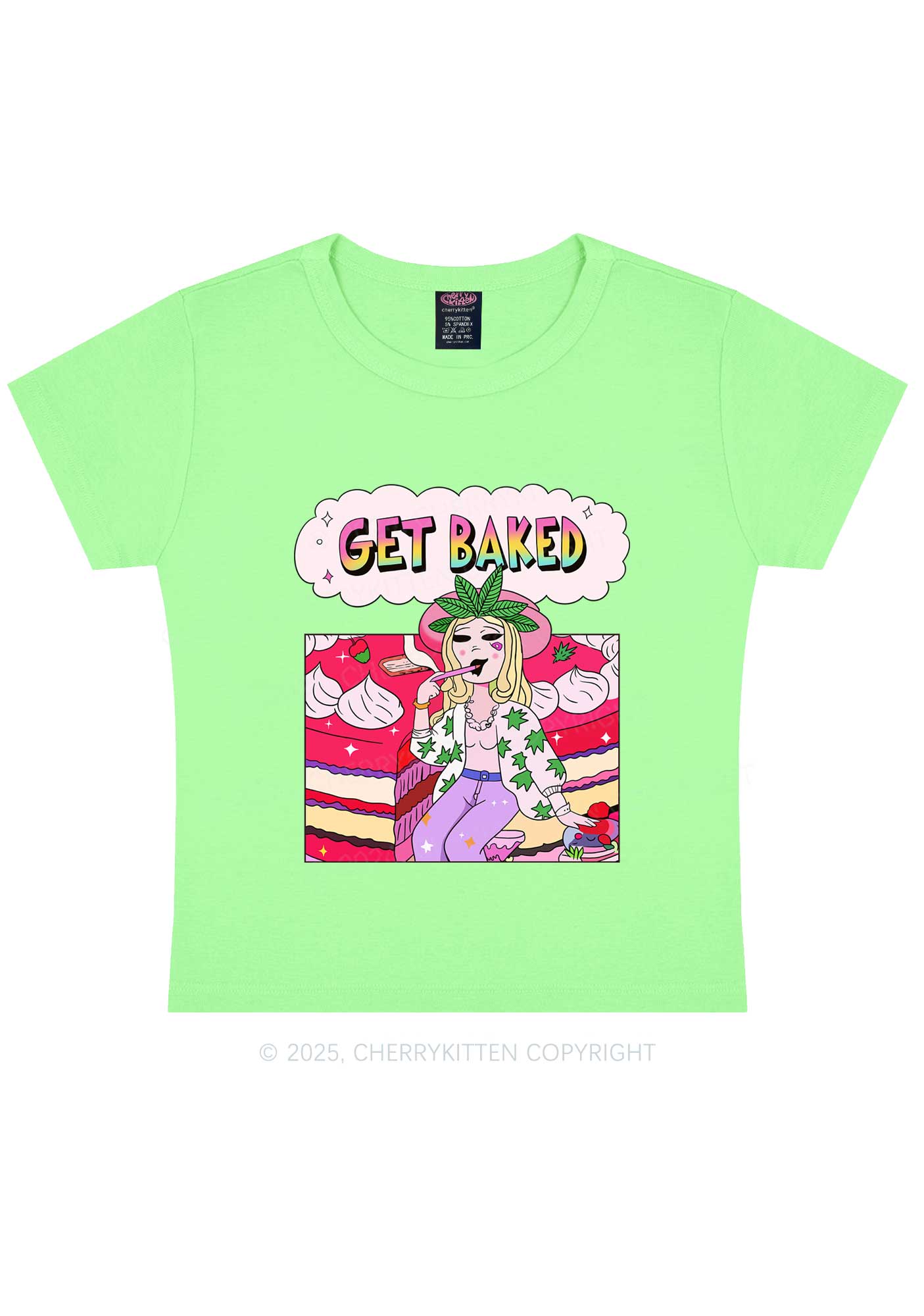 Get Baked Wxxd Y2K Baby Tee Cherrykitten