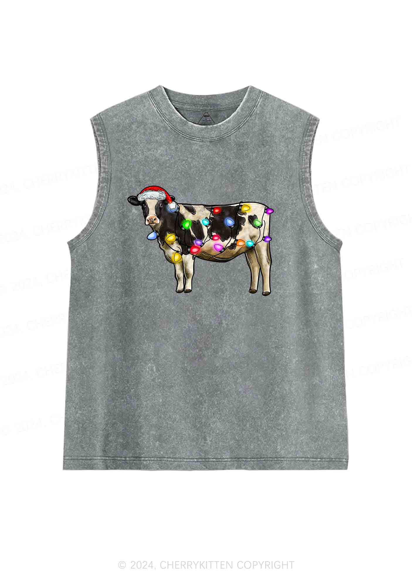 Christmas Cow Y2K Washed Tank Cherrykitten