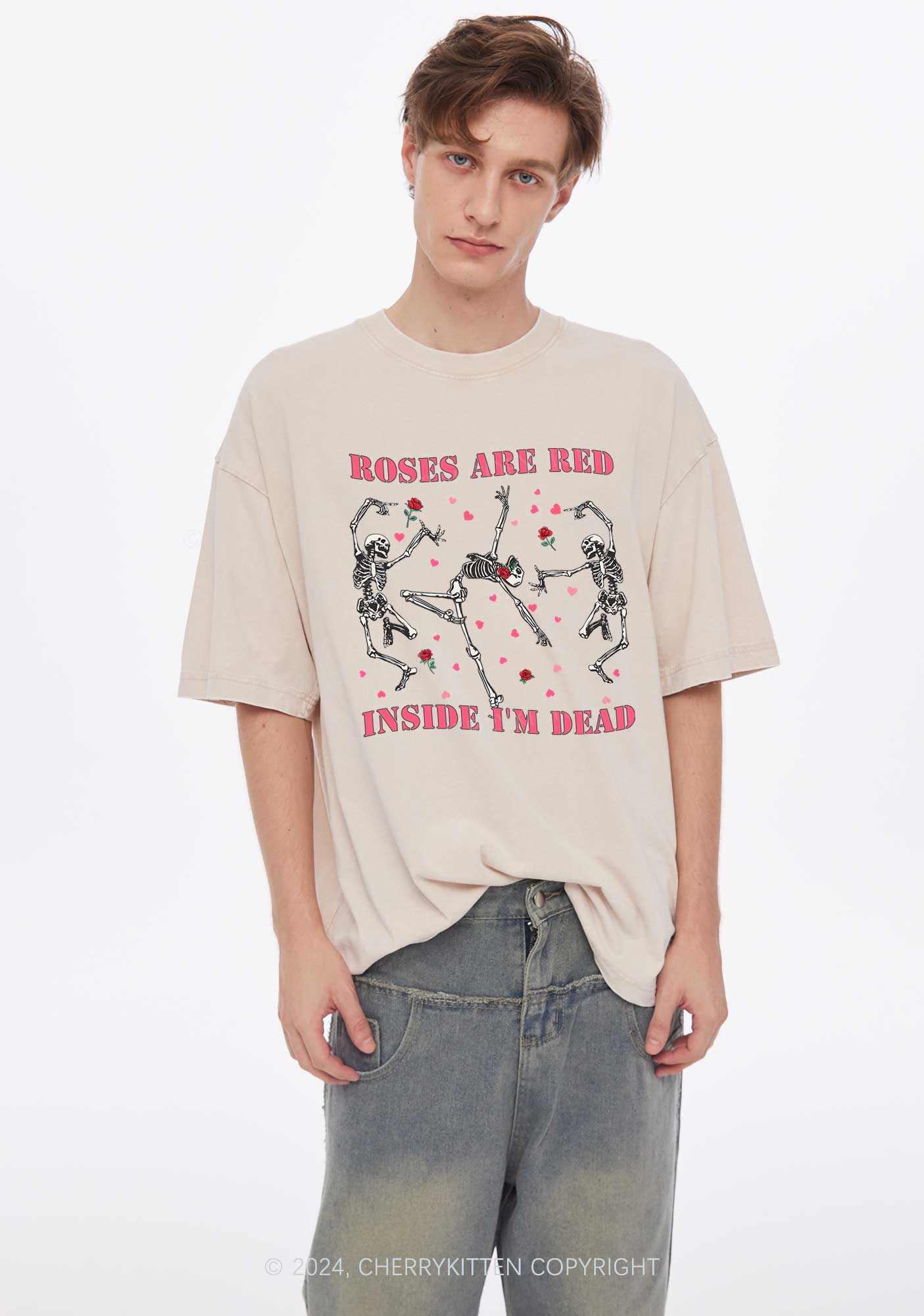 Inside Im Dead Y2K Valentine's Day Washed Tee Cherrykitten