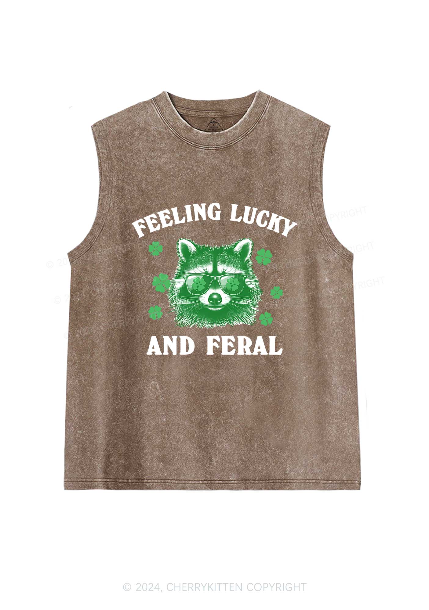 Feeling Lucky And Feral St Patricks Y2K Washed Tank Cherrykitten