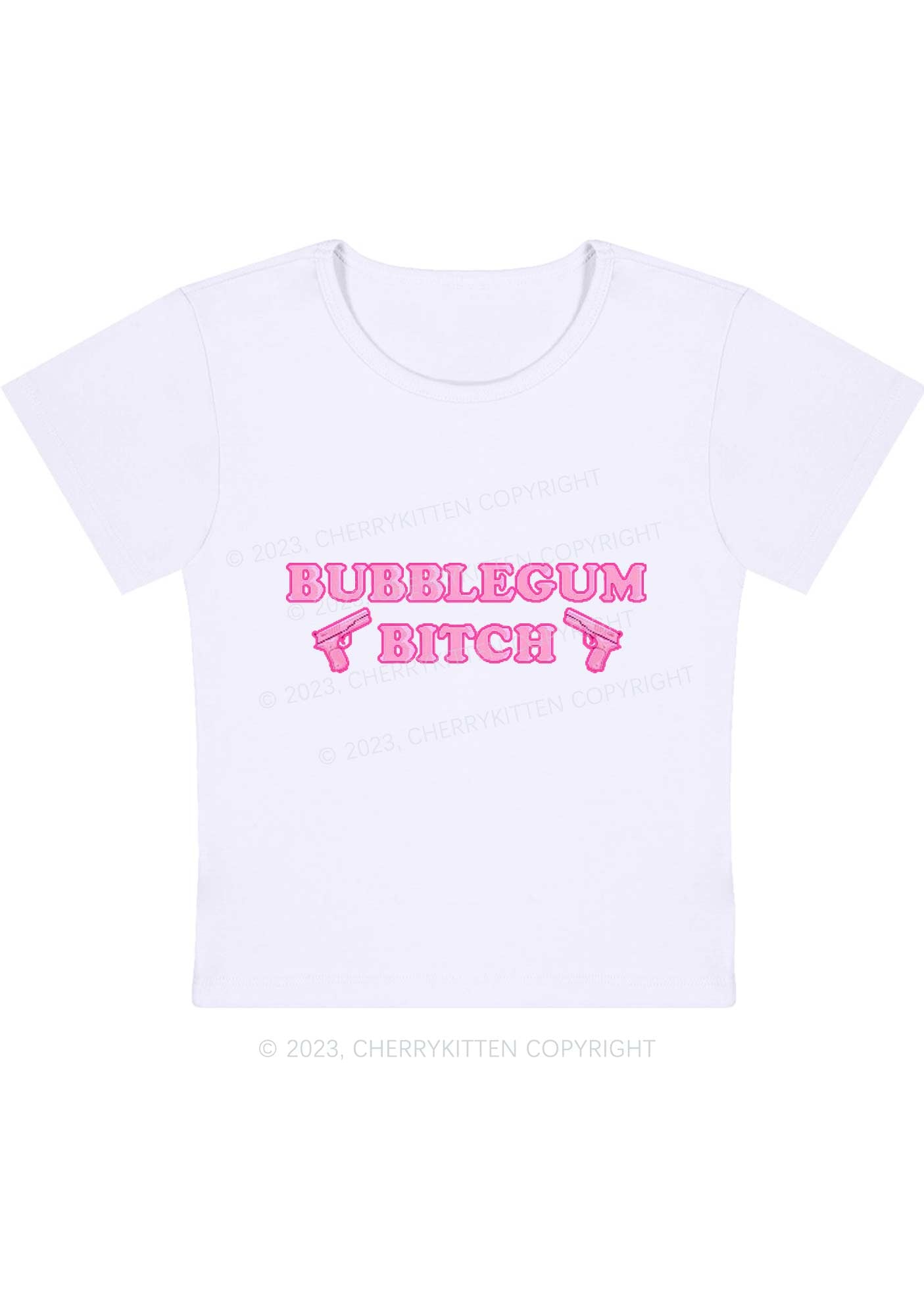 Curvy Bubblegum Bxtch Baby Tee Cherrykitten