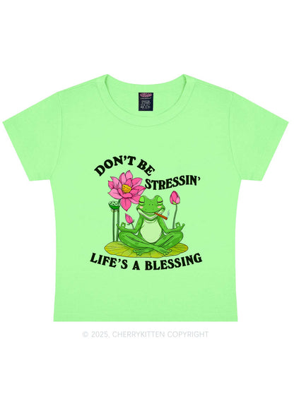 Dont Be Stressin Frog Y2K Baby Tee Cherrykitten