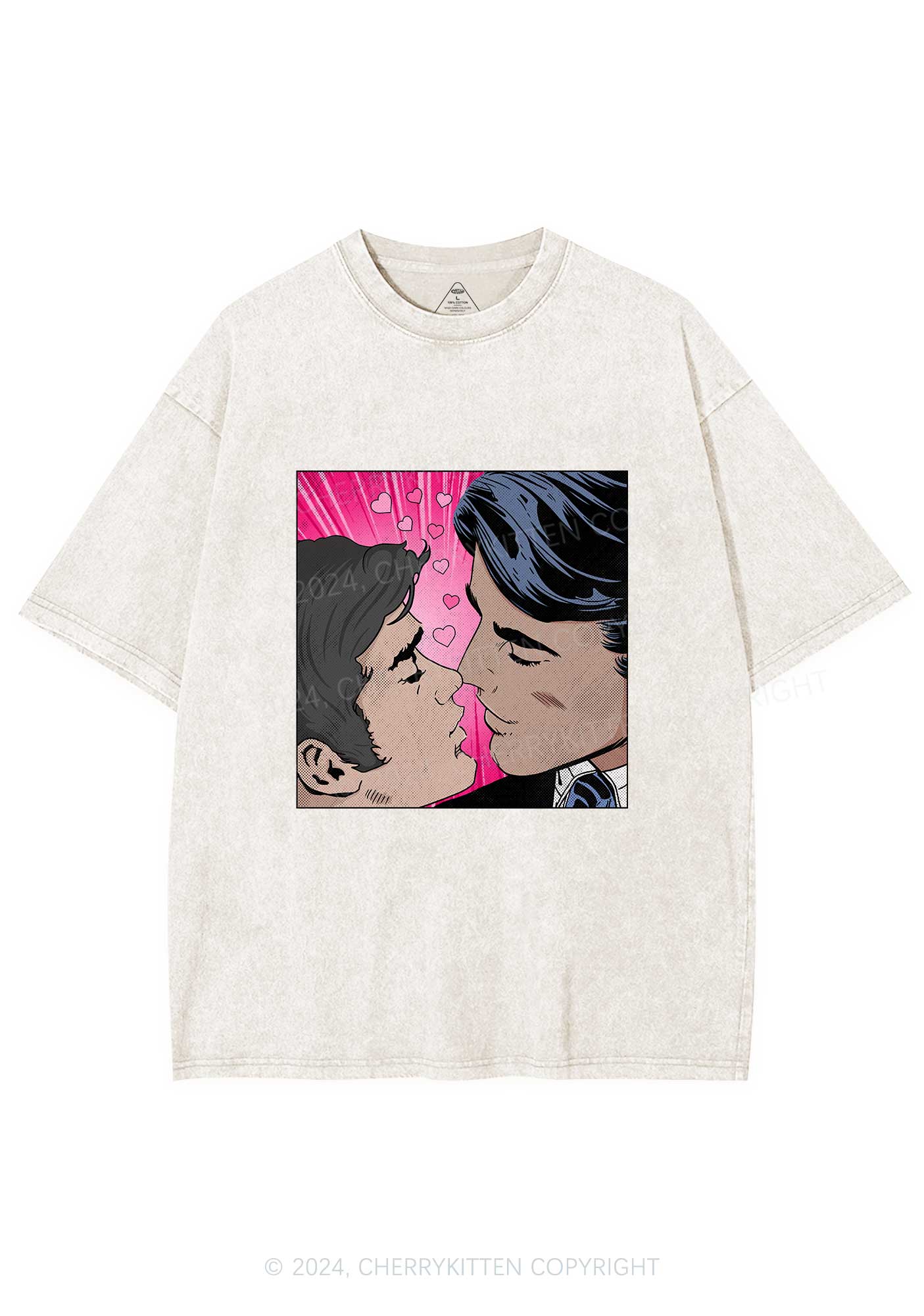 Boy Kiss Y2K Valentine's Day Washed Tee Cherrykitten