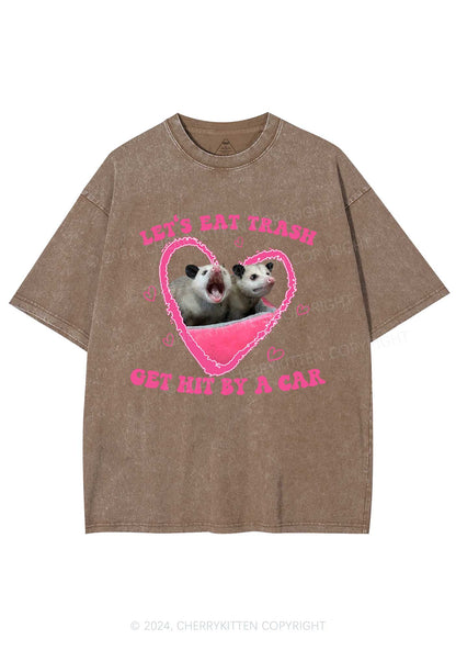 Lets Eat Trash Y2K Valentine's Day Washed Tee Cherrykitten