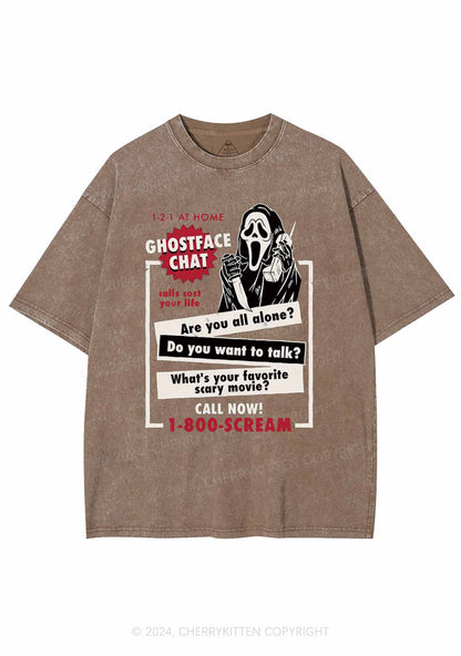 Halloween Ghost Chat Y2K Washed Tee Cherrykitten