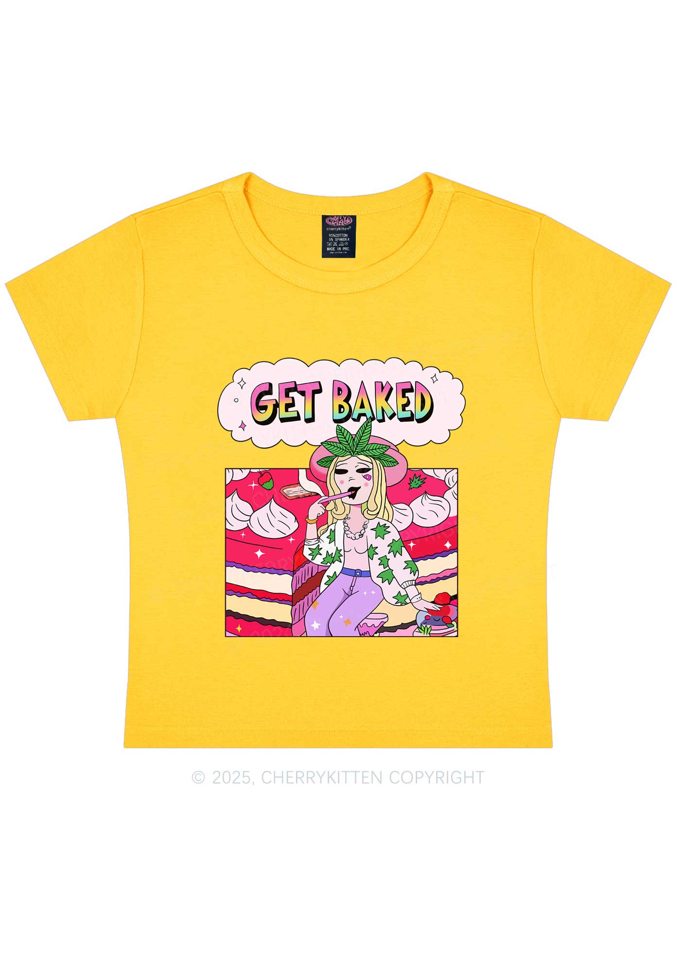 Get Baked Wxxd Y2K Baby Tee Cherrykitten