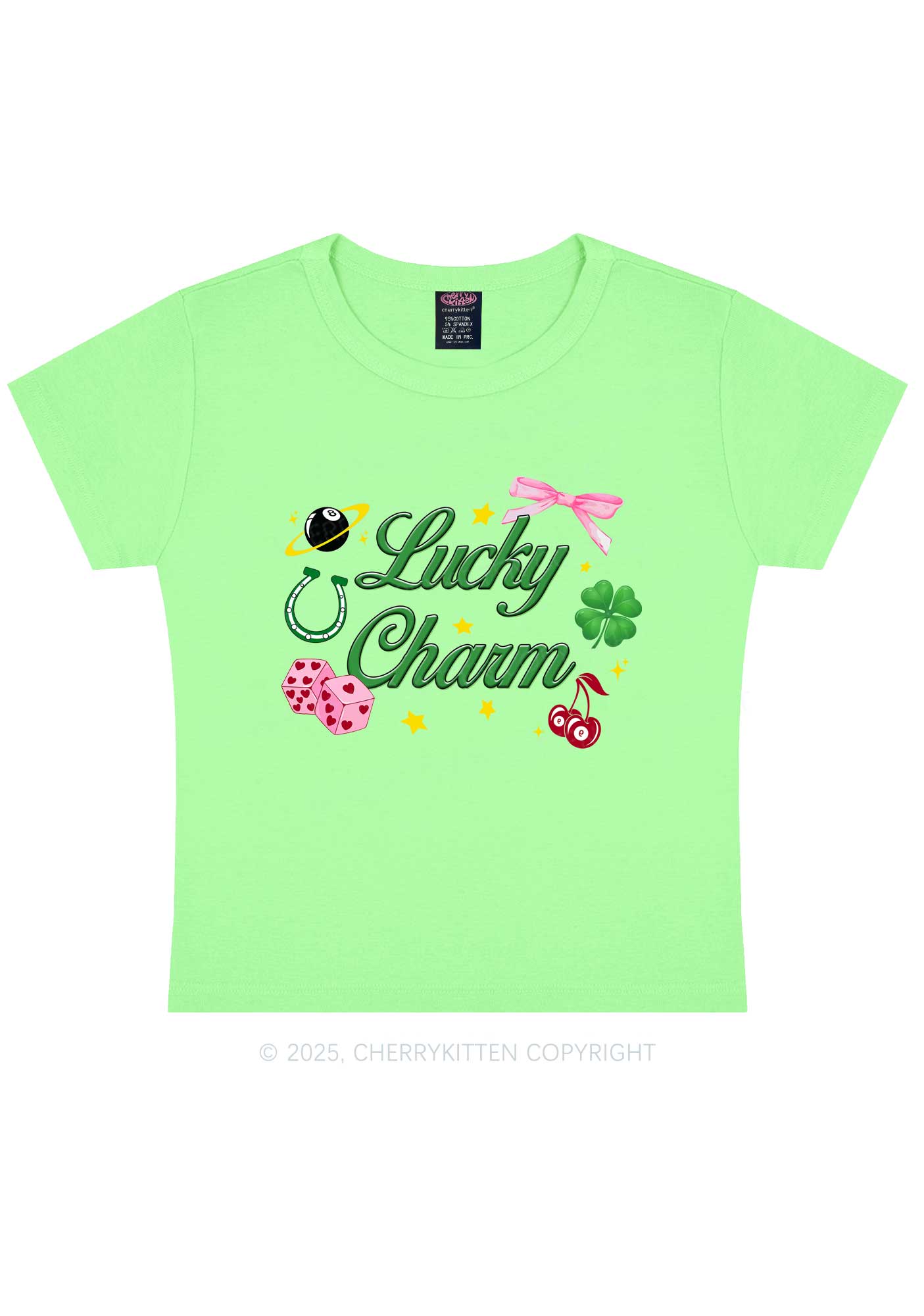 Lucky Charm St Patricks Y2K Baby Tee Cherrykitten