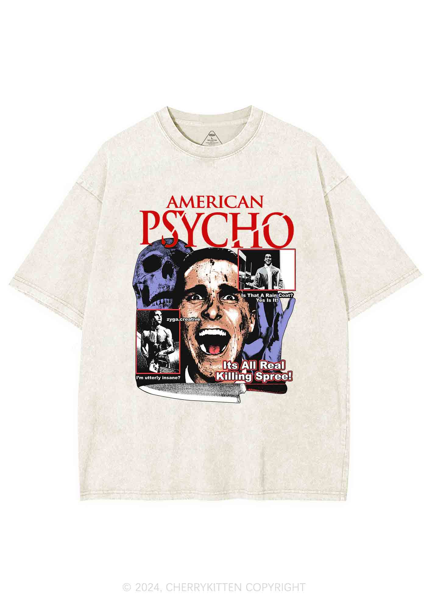 Halloween American Psycho Y2K Washed Tee Cherrykitten