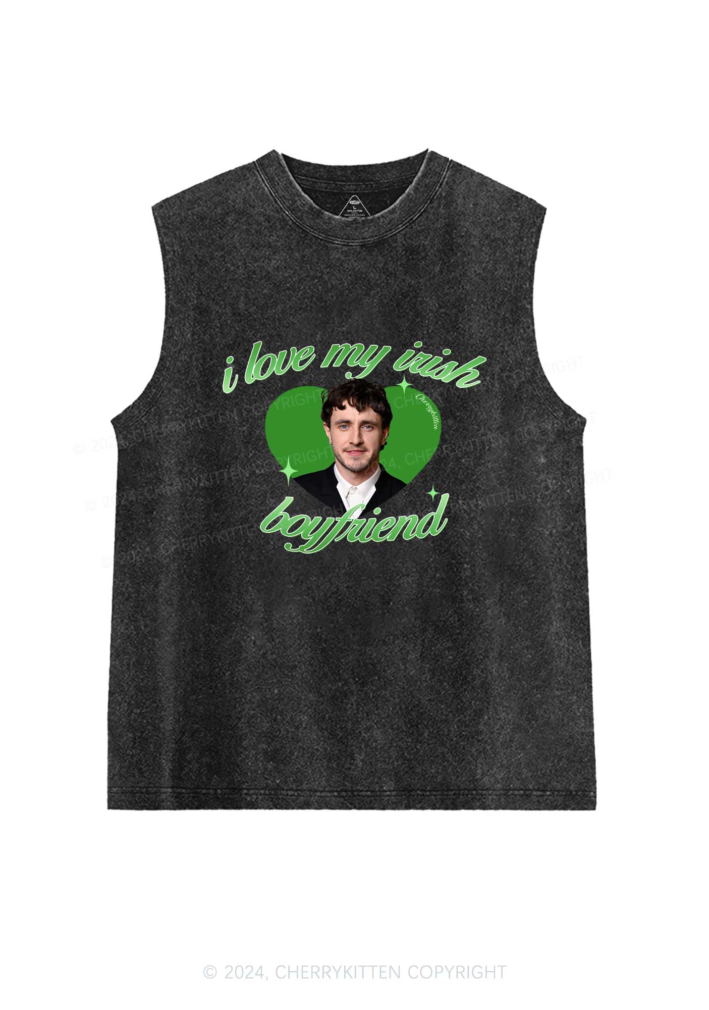 Love My Irish Boyfriend St Patricks Y2K Washed Tank Cherrykitten