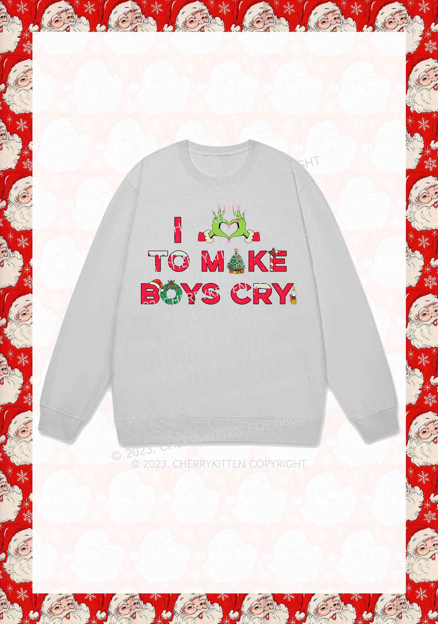 Love To Make Boys Cry Christmas Y2K Sweatshirt Cherrykitten