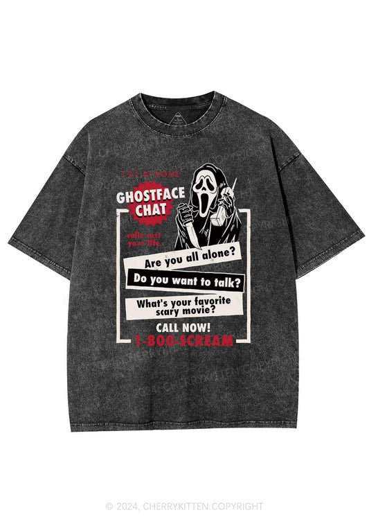 Halloween Ghost Chat Y2K Washed Tee Cherrykitten