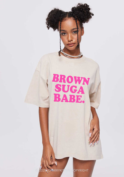 Brown Suga Babe Y2K Washed Tee Cherrykitten